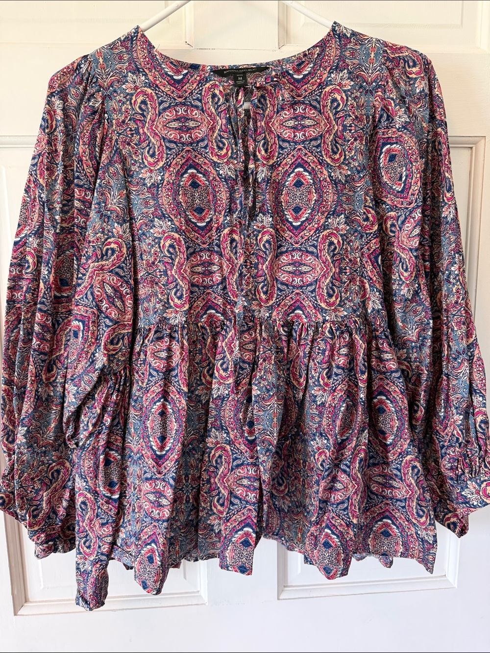 Banana Republic Paisley Peasant Tunic - Pink & Blue